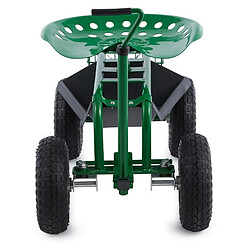 Avis Waldbeck Park Ranger Siège de jardin 130 kg roulettes compartiment acier vert Waldbeck