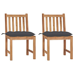 Maison Chic Lot de 2 Chaises de jardin avec coussins | Fauteuil chaises d'extérieur Bois de teck massif -GKD93363