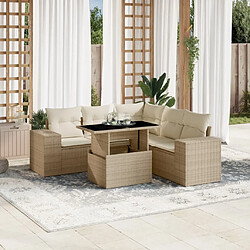 vidaXL Salon de jardin avec coussins 6 pcs beige résine tressée