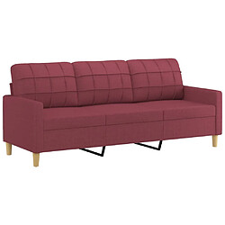 Avis vidaXL Canapé à 3 places avec repose-pieds Rouge bordeaux 180 cm Tissu