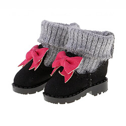 Avis 1/6 bottes haut de gamme chaussures en cuir pu avec bowknot pour blythe doll black