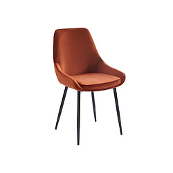 Avis Vente-Unique Lot de 6 chaises - Velours et métal noir - Terracotta - MASURIE