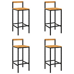 vidaXL Tabourets de bar lot de 4 noir résine tressée et bois d'acacia