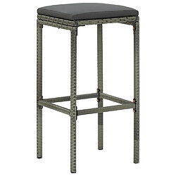 vidaXL Tabourets de bar avec coussins lot de 3 gris résine tressée