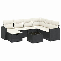 vidaXL Salon de jardin 8 pcs avec coussins noir résine tressée