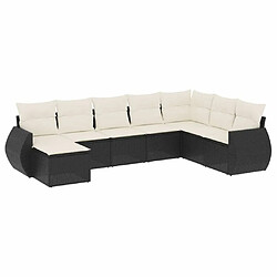 vidaXL Salon de jardin 8 pcs avec coussins noir résine tressée