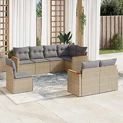 vidaXL Salon de jardin avec coussins 8pcs mélange beige résine tressée