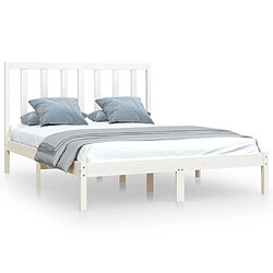 Maison Chic Lit Moderne Chambre - Cadre/structure de lit pour adulte Blanc Bois de pin massif 140x200 cm -MN57434