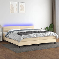 vidaXL Sommier à lattes de lit et matelas et LED Crème 200x200cm Tissu