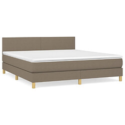 vidaXL Sommier à lattes de lit avec matelas Taupe 180x200 cm Tissu