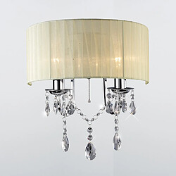 Luminaire Center Applique murale Olivia avec interrupteur avec Abat jour crème ivoire 2 Ampoules chrome poli/cristal