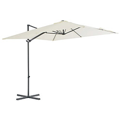 vidaXL Parasol de jardin en porte-à-faux avec mât en acier sable 