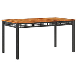 Maison Chic Table de jardin | Table d'extérieur noir 140x80x75 cm résine tressée et bois acacia -GKD26379