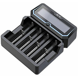 XTAR X4 Chargeur de Batterie 2 A Rapide AC 2 A Chargeur de Batterie 2 Ports avec écran LCD avec Fonction Power Bank pour 3,6 V/3,7 V 14500 16340 18650 20700 21700 26650 1.2V AAAA A SC C