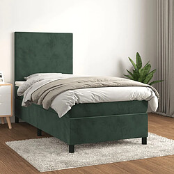 Maison Chic Lit Adulte - Lit simple Lit à sommier tapissier avec matelas moelleux - Meuble de Chambre - Vert foncé 100x200 cm -MN84739