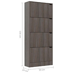 vidaXL Armoire à chaussures 4 portes Chêne sonoma gris Bois ingénierie pas cher