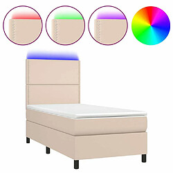 Sommier à lattes et LED,Cadre à lattes de lit avec matelas pour Adulte Cappuccino 80x200cm -MN98982