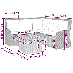 vidaXL Salon de jardin avec coussins 4 pcs beige résine tressée pas cher