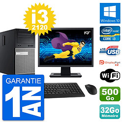 PC Tour Dell 9010 Ecran 19" Intel i3-2120 RAM 32Go Disque 500Go Windows 10 Wifi - Occasion