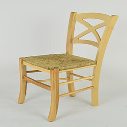 Tommychairs - Set 4 chaises Cross pour la Cuisine, Bar et la Salle à Manger, Structure en Bois Coleur Naturel et Assise en Paille