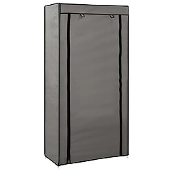 vidaXL Armoire à chaussures avec housse Gris 58x28x106 cm Tissu 