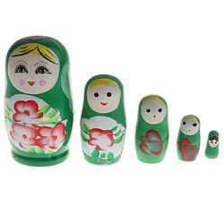 5pcs russe poupée gigogne babushka matryoshka poupées peintes à la main vert