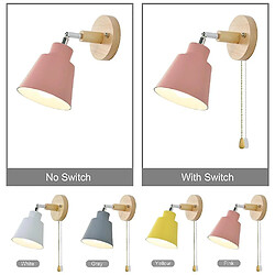 Universal Intérieur nordique Lampe murale en bois côté lit 27 chambre couloir 47 lampes murales 4 couleurs avec fermeture éclair interrupteur libre pivotant (rose) pas cher