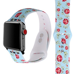 Wewoo Courroie d'impression en silicone pour Apple Watch séries 5 et 4 40 mm Motif fleurs basbleu clair 