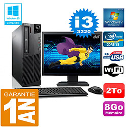 PC Lenovo M92p SFF Core I3-3220 Ram 8Go Disque 2 To Wifi W7 Ecran 22" - Occasion