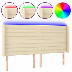 Maison Chic Tête de lit scandinave à LED,meuble de chambre Crème 163x16x118/128 cm Tissu -MN12596