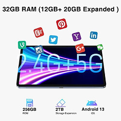 NC Tablette tactile DOOGEE T20Ultra 12"IPS 2.4K 32(12+20Go)+256Go,Battery 10800mAh-7.6mm Hi-Res ultra-thin,Helio G99 Android 13-Gris