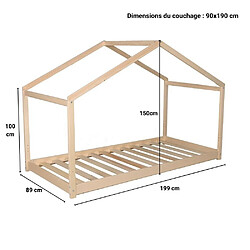 Le Quai Des Affaires Lit cabane KOALA 90x190 + 1 sommier / Naturel pas cher