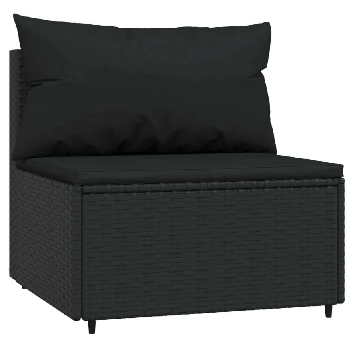 Maison Chic Canapé central de jardin avec coussins | Canapé Sofa d'extérieur | Fauteuil terrasse noir résine tressée -MN87264