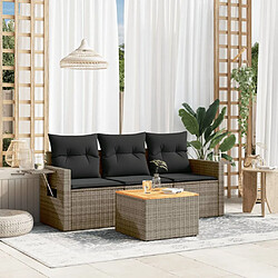 vidaXL Salon de jardin 4 pcs avec coussins gris résine tressée