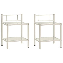 Maison Chic Lot de 2 Tables de chevet,Table de nuit,Table d'appoint pour salon Blanc et transparent Métal et verre -MN49815