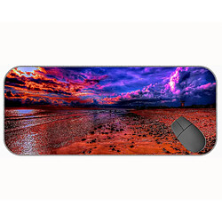 Universal (750x300x3) xxl Taft de souris de grande taille, Sunset Ocean Beach Blue non glissé en caoutchouc