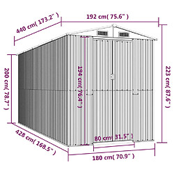 vidaXL Abri de jardin Anthracite 192x440x223 cm Acier galvanisé pas cher