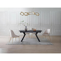 Vente-Unique Table à manger extensible 6 à 10 personnes en verre trempé et céramique - Effet marbre noir - MARDEL