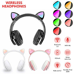 Acheter Universal Casque d'oreille de chat sans fil rechargeable casque de jeu Bluetooth pliable cadeau de Noël(blanche)