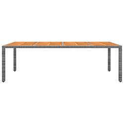 vidaXL Table de jardin gris 250x100x75 cm résine tressée/bois d'acacia