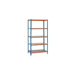 Simonrack Etagère 5 niv. 900 Kg L. 1000 x Ht. 2000 x P. 500 mm KIT SIMONCLICK PLUS 5/500 BLEU/ORANGE/GALVA - 457100024201055 - Simonclick