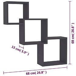 vidaXL Étagères murales cubiques Gris 68x15x68 cm bois d'ingénierie pas cher