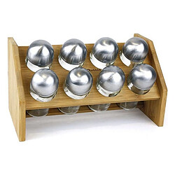 Totalcadeau Organisateur à épices en bambou avec récipient en verre et en métal (8 pcs) (25 x 14,5 x 14,5 cm) pas cher Organisateur à épices en bambou avec récipient en verre et en métal (8 pcs) (25 x 14,5 x 14,5 cm)