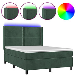 vidaXL Sommier à lattes de lit matelas et LED Vert foncé 140x190 cm