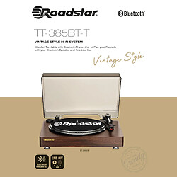 Platine Vinyle 33/45/78 RPM, Bluetooth, Sortie Audio RCA, Arrêt Automatique, , Bois, Roadstar, TT385BTT