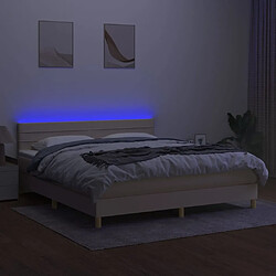 Avis vidaXL Sommier à lattes de lit avec matelas LED Crème 160x200 cm Tissu