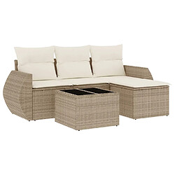 vidaXL Salon de jardin avec coussins 5 pcs beige résine tressée