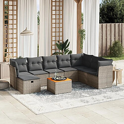 Maison Chic Ensemble Tables et chaises d'extérieur 9 pcs avec coussins,Salon de jardin gris résine tressée -GKD309972