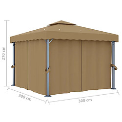 vidaXL Tonnelle avec rideau 3x3 m Taupe Aluminium pas cher