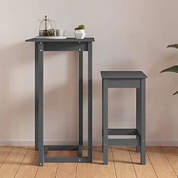 Avis vidaXL Table de bar Gris 60x60x110 cm Bois massif de pin